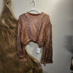 SHEIN Copper Metallic Knit Sweater